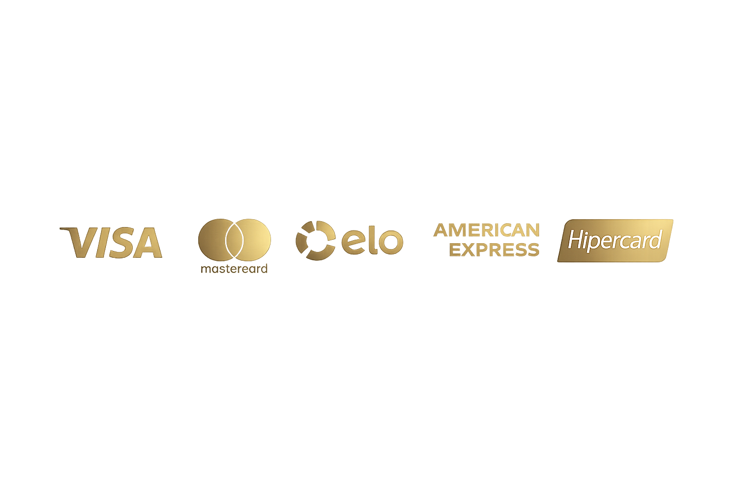 Bandeiras de cartões aceitos: Visa, Mastercard, Elo, American Express e Hipercard